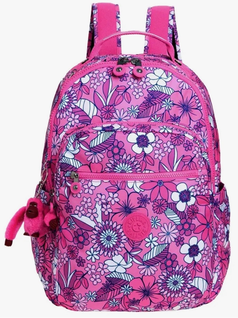 Kipling Seoul School Large 15" Backpack Whimsy Wildflower